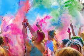 close up of man throwing powder paint